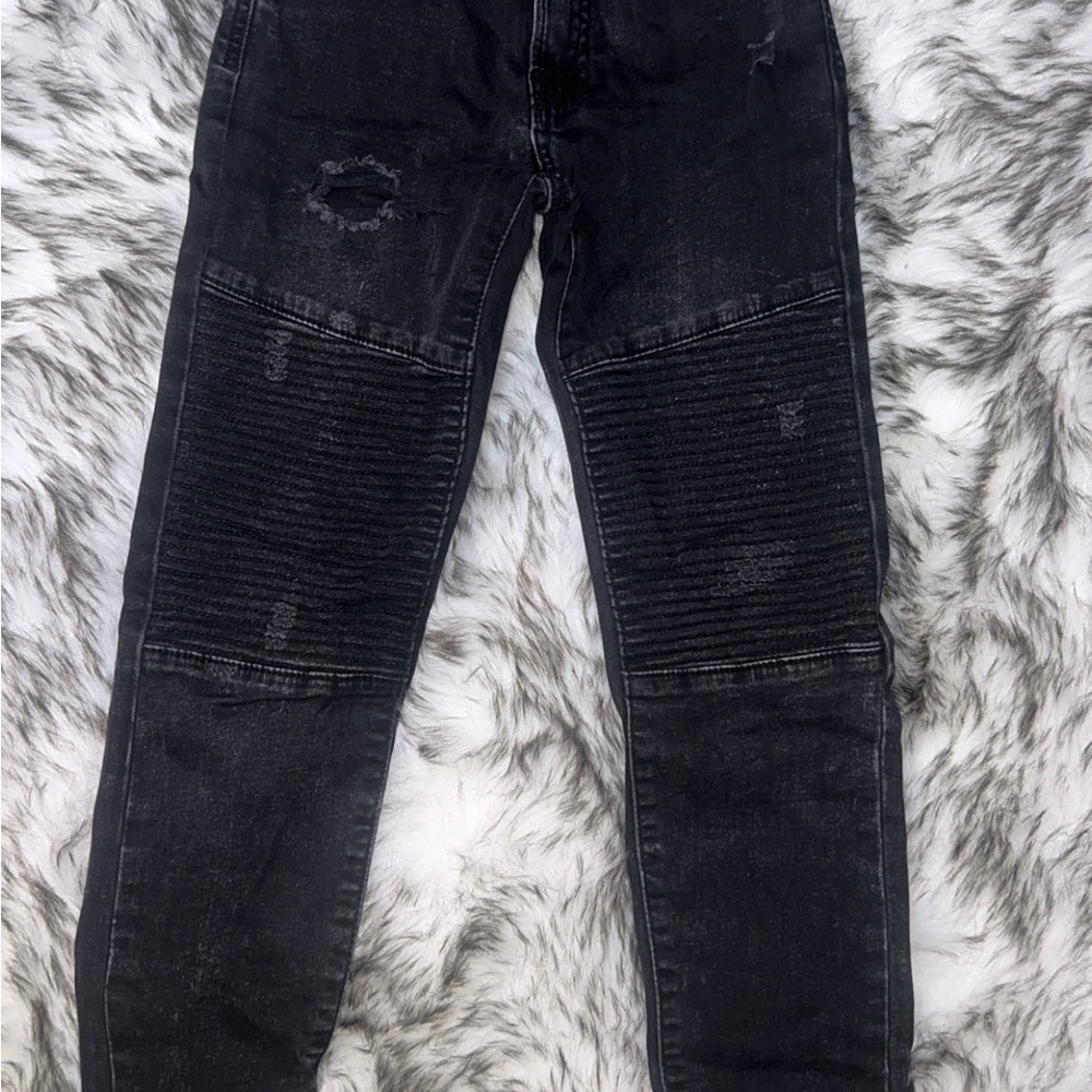 Zara Boy’s Black Distressed Biker Jeans